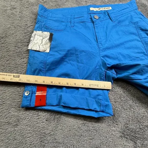 DKNY Jeans Womens Roll Up Shorts NEW 8 Blue Bermuda 32" Waist Stretch Cotton - Picture 7 of 8